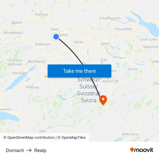 Dornach to Realp map