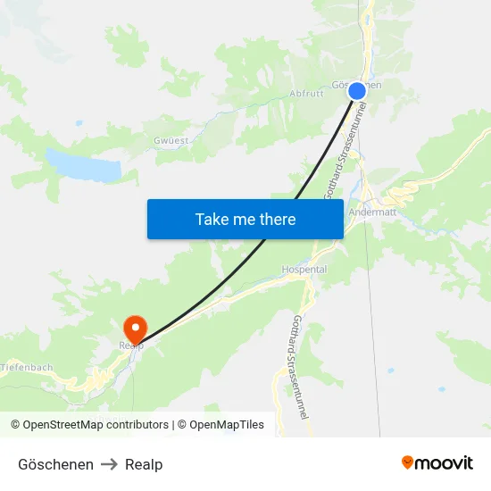 Göschenen to Realp map