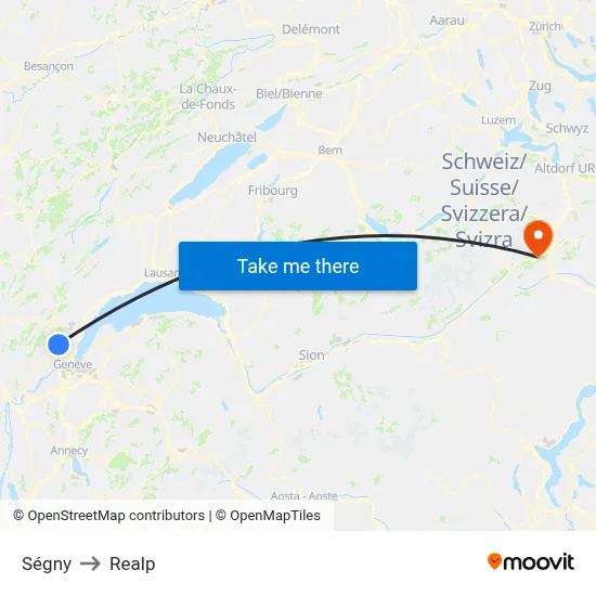 Ségny to Realp map