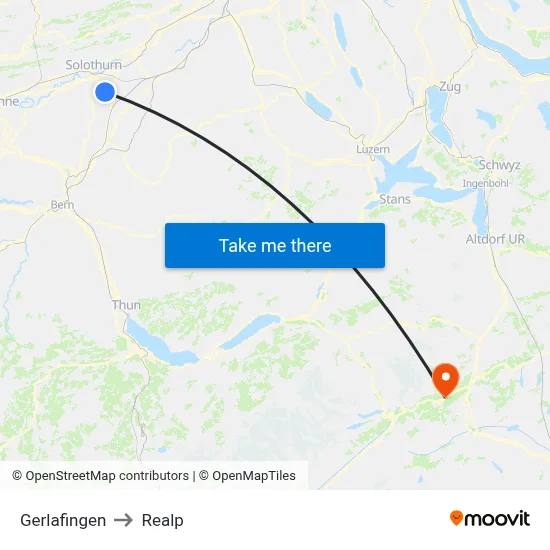 Gerlafingen to Realp map