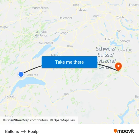 Ballens to Realp map