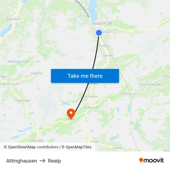 Attinghausen to Realp map
