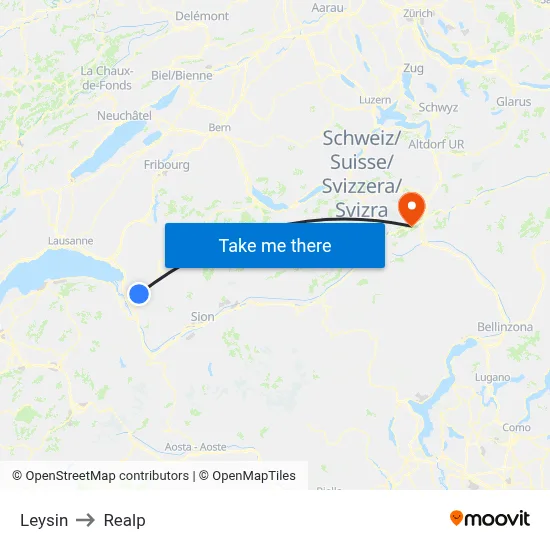 Leysin to Realp map