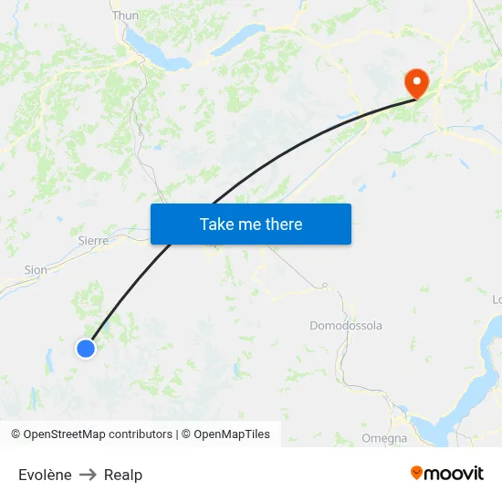 Evolène to Realp map
