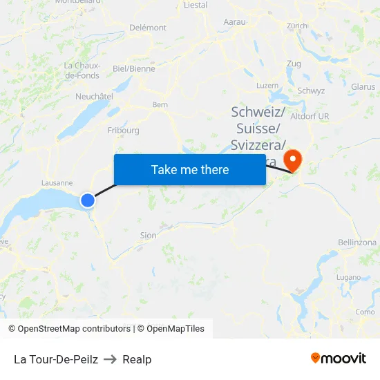 La Tour-De-Peilz to Realp map