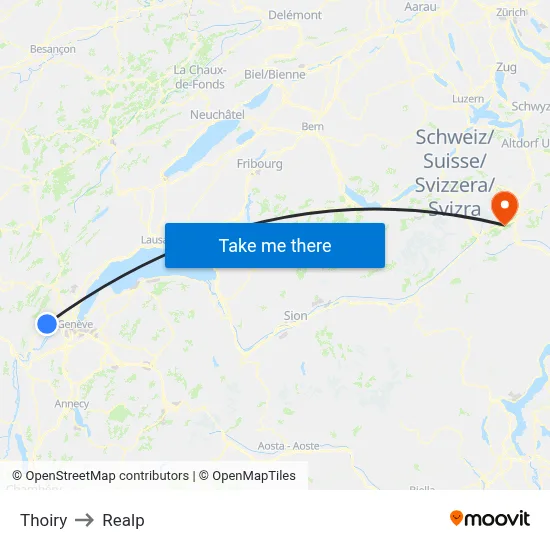 Thoiry to Realp map
