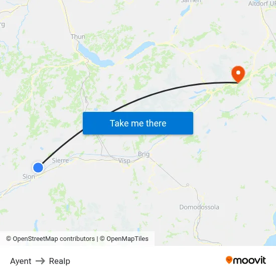 Ayent to Realp map