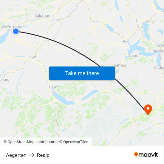 Aegerten to Realp map
