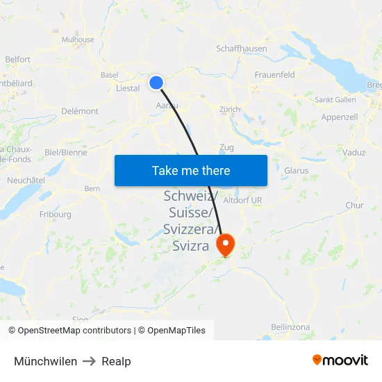 Münchwilen to Realp map