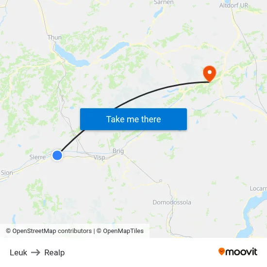 Leuk to Realp map