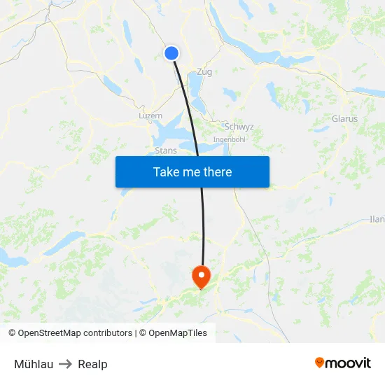 Mühlau to Realp map