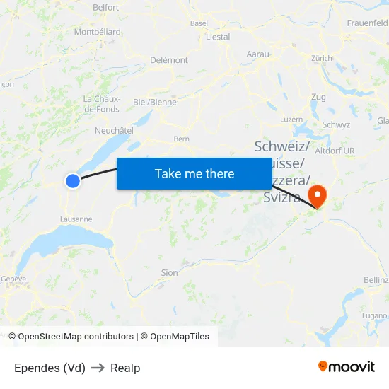 Ependes (Vd) to Realp map