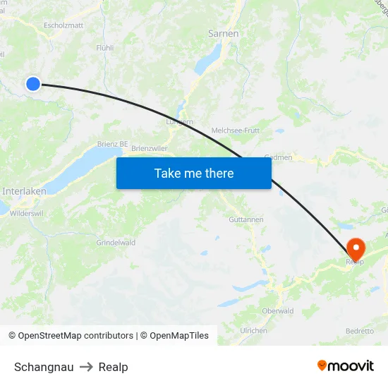 Schangnau to Realp map