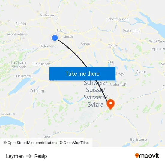 Leymen to Realp map