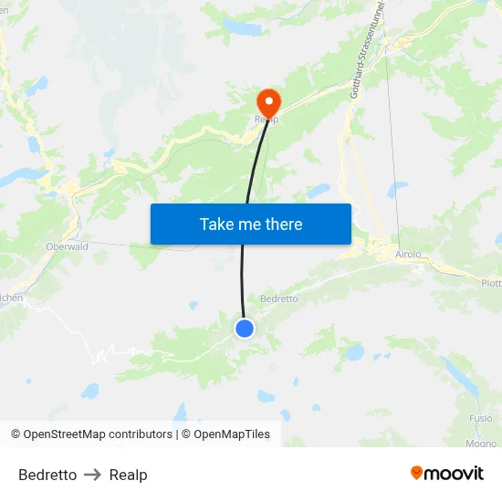 Bedretto to Realp map