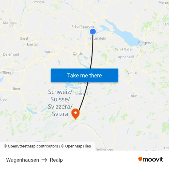 Wagenhausen to Realp map