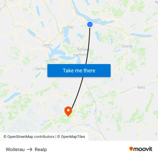 Wollerau to Realp map
