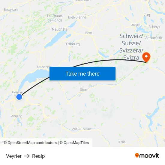 Veyrier to Realp map