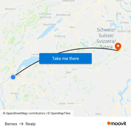 Bernex to Realp map