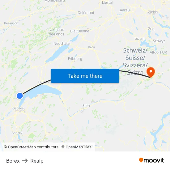 Borex to Realp map