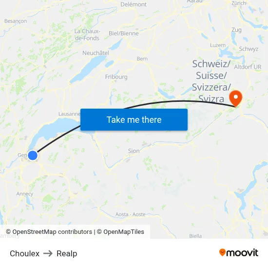Choulex to Realp map