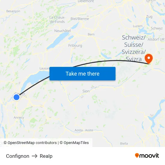 Confignon to Realp map