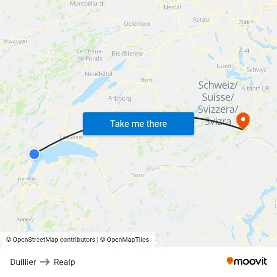 Duillier to Realp map