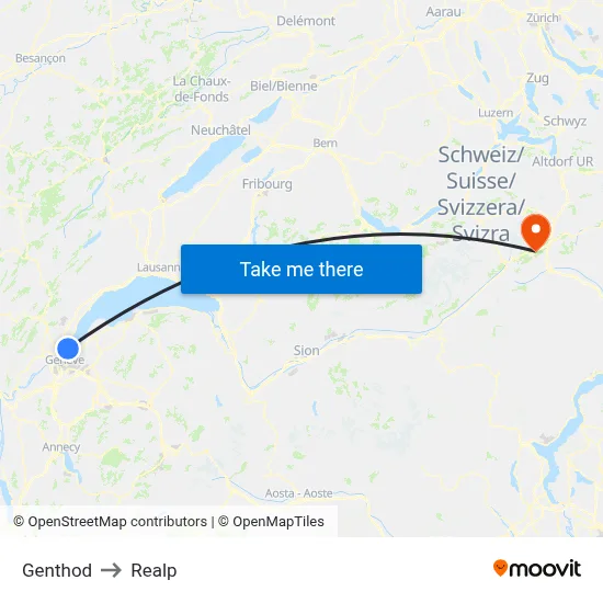 Genthod to Realp map