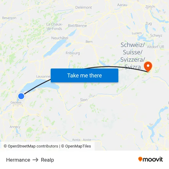 Hermance to Realp map