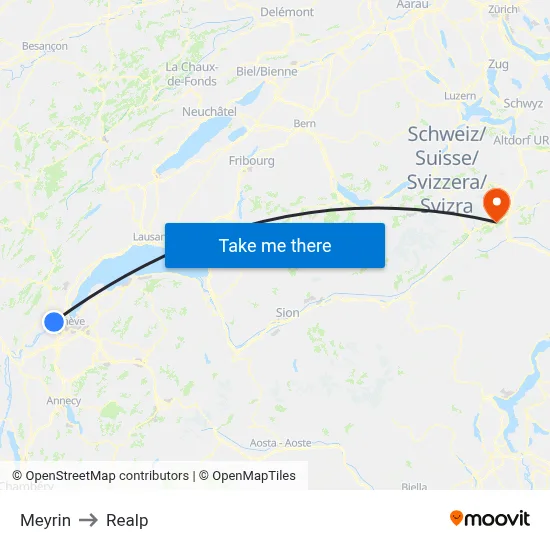 Meyrin to Realp map