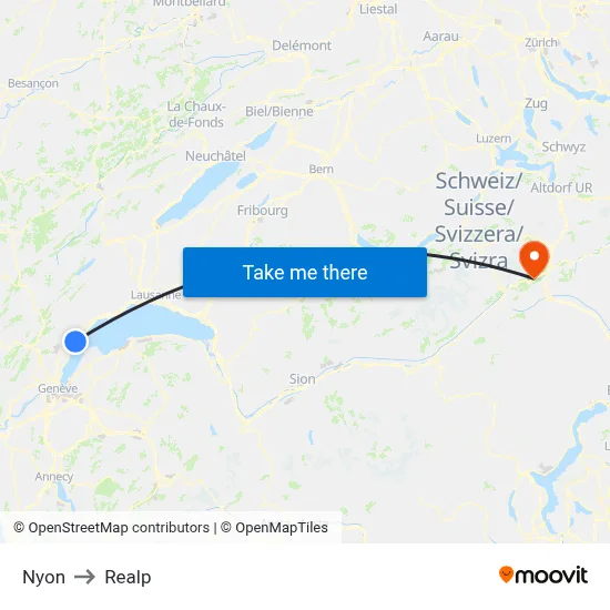 Nyon to Realp map
