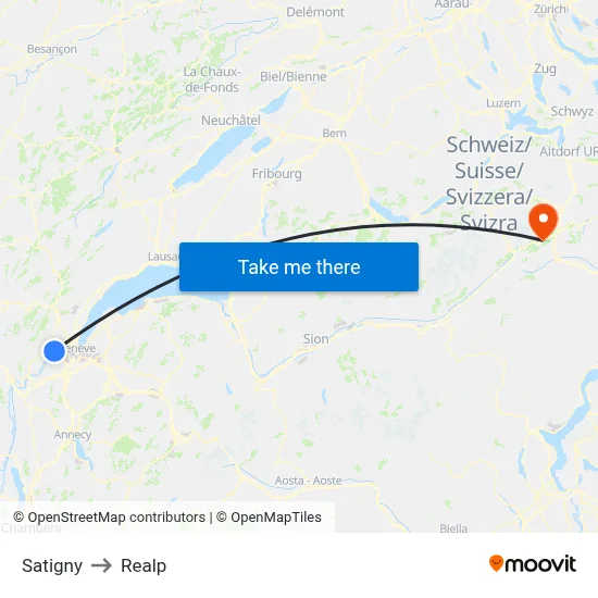 Satigny to Realp map