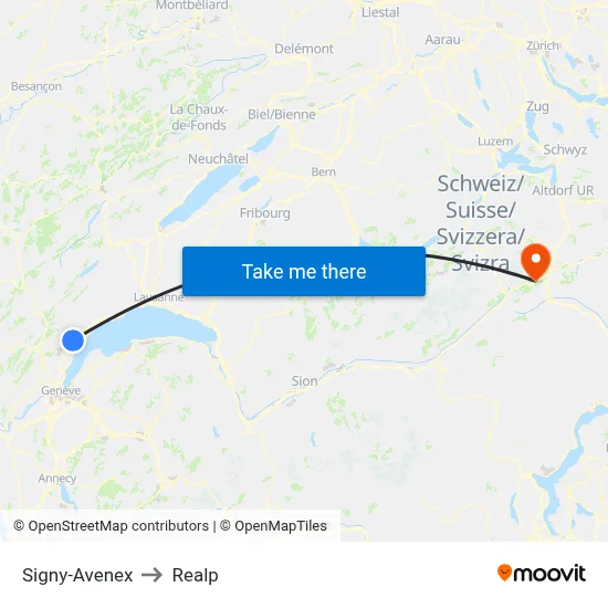 Signy-Avenex to Realp map