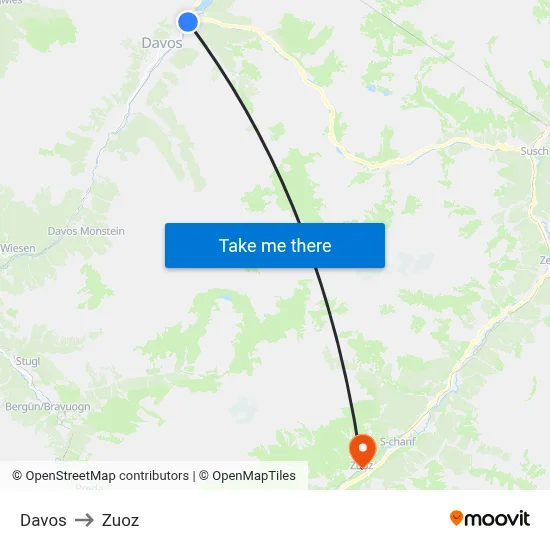 Davos to Zuoz map