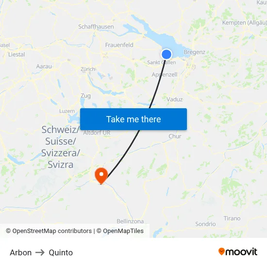 Arbon to Quinto map
