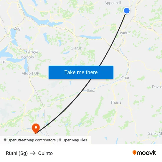 Rüthi (Sg) to Quinto map