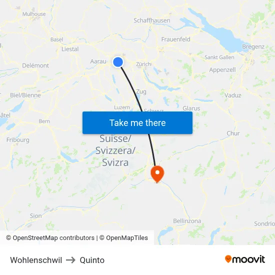 Wohlenschwil to Quinto map