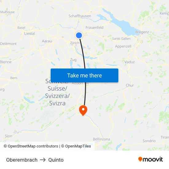 Oberembrach to Quinto map