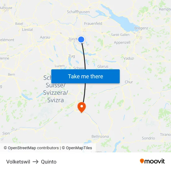 Volketswil to Quinto map