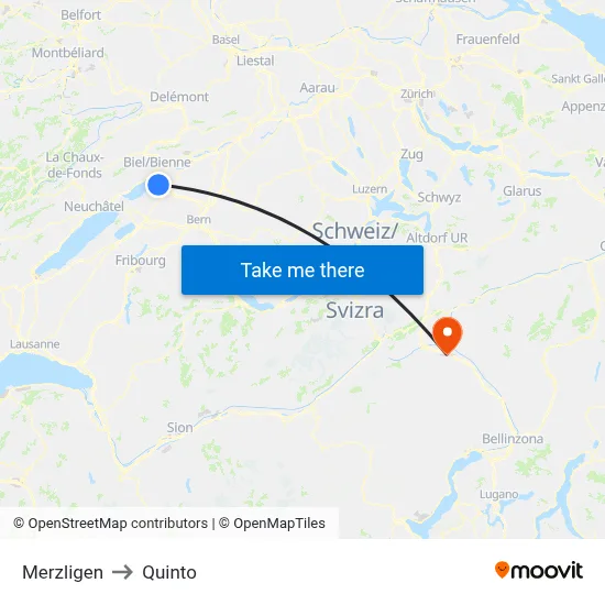 Merzligen to Quinto map