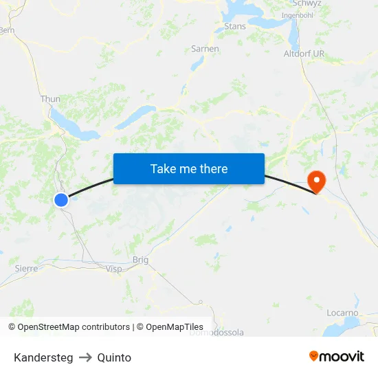 Kandersteg to Quinto map