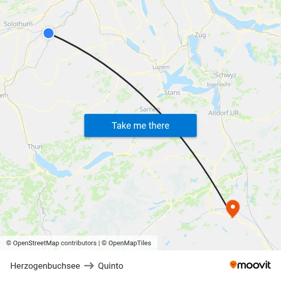 Herzogenbuchsee to Quinto map