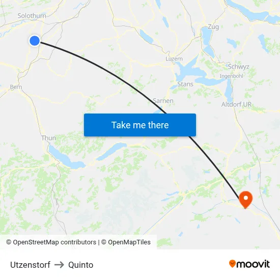 Utzenstorf to Quinto map