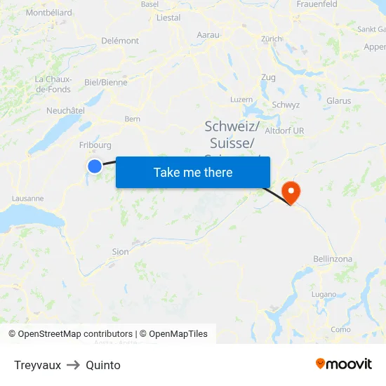 Treyvaux to Quinto map