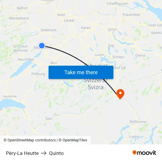 Péry-La Heutte to Quinto map