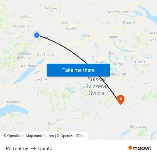 Porrentruy to Quinto map