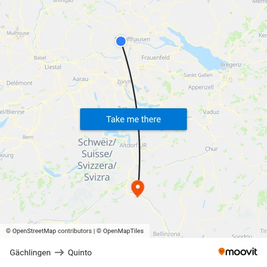 Gächlingen to Quinto map