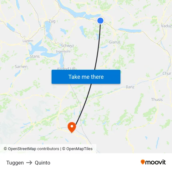 Tuggen to Quinto map