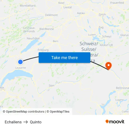 Echallens to Quinto map