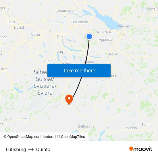 Lütisburg to Quinto map